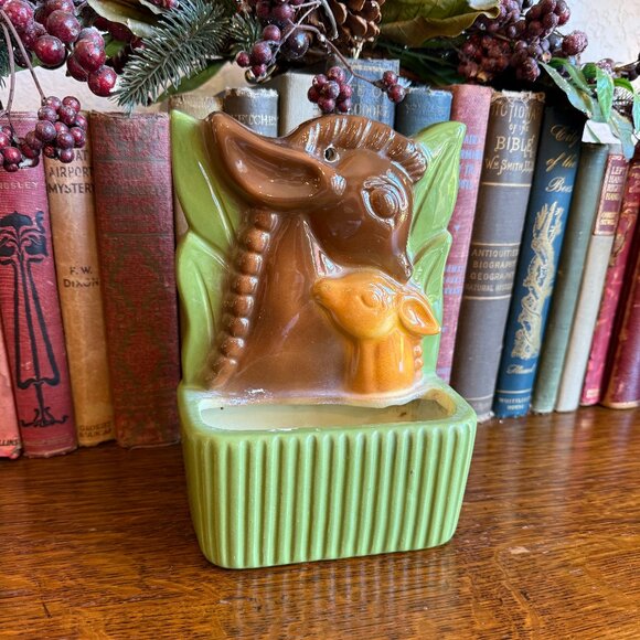 Vintage Royal Copley Deer and Fawn Wall Pocket/Planter - Picture 3 of 13